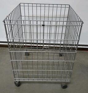 Mobile Wire Mesh Storage Container On Wheels 24 1/2" Square 30" Tall