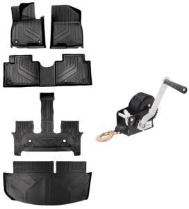 Boat Trailer Hand Winch, 800Lb Rubber Cargo Floor Mats For Hyundai Palisade Hybrid 7 2026+