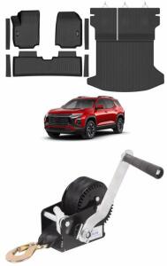 Boat Trailer Hand Winch, 800Lb Capacity & Custom Fit Rubber Floor Mats For Chevy Equinox 2025-26 (Only Gas) / GMC Terrain