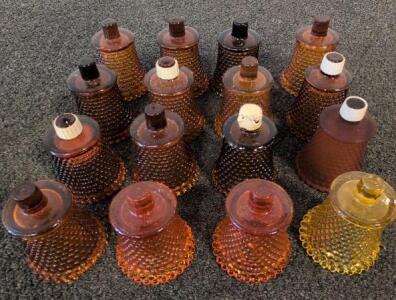 Vintage Amber & Yellow Hobnail Glass Lamp Shades Lot of 16, Fairy Lamp/Night Light Replacement