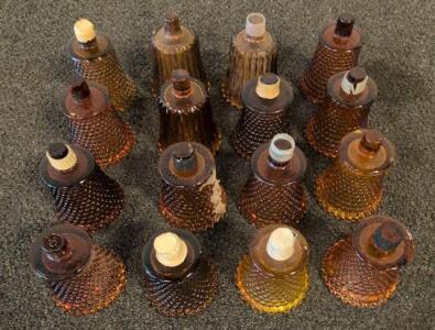 16 Amber Hobnail Glass Lamp Shades &ndash; 2" Fitter, 4.5" High, Vintage Fenton/Smith Style