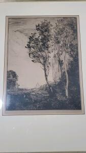 Jean Baptiste Corot "Souvenir D'Italie" Etching, The Vincent Price Collection 15"x20"