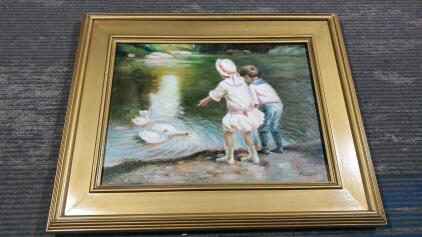 Framed Oil Painting by Miller, Gold Frame, Certificate of Authenticity 22.75"x18"