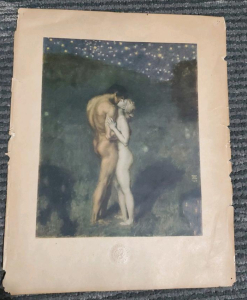 Franz von Stuck "Sensual Night" 1910 Franz Hanfstaengl Munich Embossed Etching