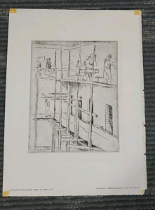 Original Etching by Otto M&ouml;ller, Bauger&uuml;st, Zeitschrift f&uuml;r Bildende Kunst 10"x13"