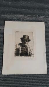 Anders Zorn " Beadle" 1911 Signed Etching Unframed 11"x14"