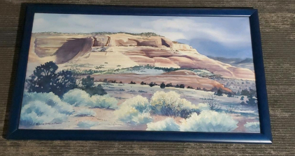 Bertie Stroup Marah Framed Watercolor Painting, 24x36 inches