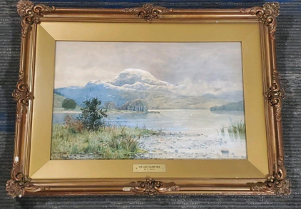 Framed Watercolor Ben Ledi - Ellens Isle by W. D. Taylor, Circa 1890