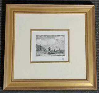 " Mother And Child At Monhegan" By Rockwell Kent, 19/30 Edition, Gold Wood Frame with Matting 11"x10"