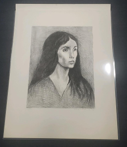 " Woman With Long Dark Hair" Raphael Soyer Signed Limited Edition Art Print, 1/300 22"x 28"