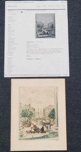Eug&egrave;ne V&eacute;der "La rue Royale" 1927 Etching Print, Signed in Plate 7"x9.5"