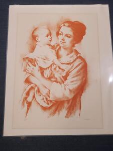 Itshak Holtz Limited Edition Print "Mother and Child" #264/300, Unframed 22"x29"