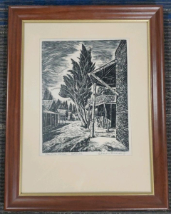 Charles Surendorf Woodcut Print "Pay One Corner" - Columbia Signed 18"x14"