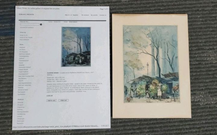 Eugene Veder 1927 Etching, La place de la Madeleine, Limited Edition Signed In Plate 12.8"x9.8"