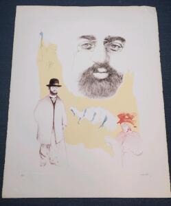 " Homage to Toulouse Lautrec" Limited Edition Art Print by H. Heller, Edition 61/250, Signed 24"x36x