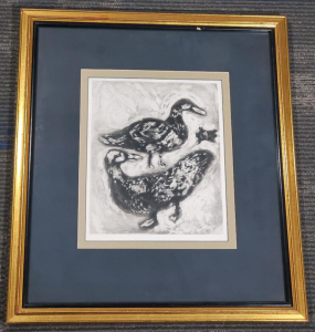 "The Fool who Sold Wisdom" By : Marc Chagall Fontaine Fables Plate 93 Etching, Vincent Price Collection