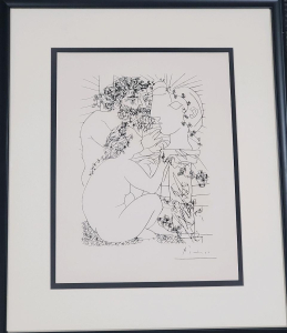 "Sculpteur, mod&egrave;le accroupi et t&ecirc;te sculpt&eacute;e" By Pablo Picasso Signed In plate Lithograph