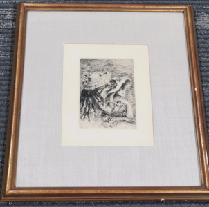 Pierre-Auguste Renoir "Chapeau Epingle" Original Etching, Framed , Serial 8-26 11"x12"