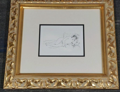 "Sur La Plage" Pierre-Auguste Renoir Restrike Etching From Original Plate in Ornate Gold Frame, WO# 509053/19