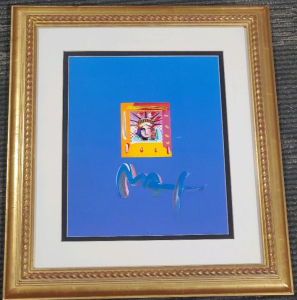 Peter Max "Liberty" 2003 Signed Acrylic Collage, 19x16.5" Framed, COA