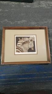 Signed And Numbered Etching of Zebras by the artist L. M. Smith.13"x15"