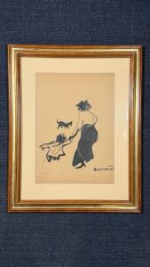 Pierre Bonnard "The Old Woman, the Child, and the Basset Hound" Drawing 17&rdquo;x21&rdquo;