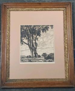Luigi Lucioni Etching "Hilltop Elms", Framed, Signed