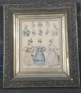 Framed Vintage Fashion Print, 19th century illustration, 22x26 in