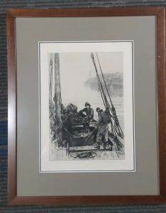 "Shaking the Nets," by Colin Hunter, Framed, Signed 17.5"x14.25"