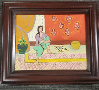 1982 Painting by Mary Ponsart, Reproduction After a Matisse, Framed, 18x24 inches