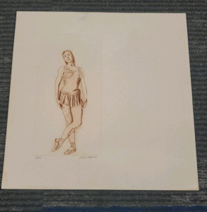 Juan Quevedo Signed Artwork Etching, Limited Edition 14/100, Ballerina 12"x12"