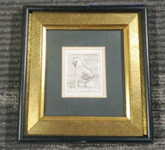 Framed Original Etching by M. Banister, 1968, Edition 3/12 6"x7"