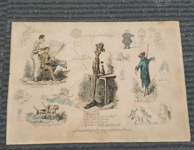 Antique 1834 Illustration by George Cruikshank, A Sign of Philology 10.5"x7.5"