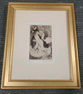 "Edward Wasserman" Framed Etching by Marie Laurencin, 15/60, Signed, Early 20th Century 11"x13.5"