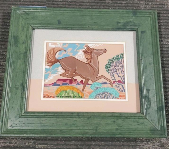 Framed Southwest Watercolor by Billy Whitehorne Sr., 2002, 5"x12" Painting