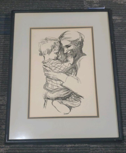 Kathe Kollwitz Framed Lithograph, Mother with Child In Her Arms, Black Frame 16"x21"
