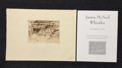 James McNeil Whistler 1922 Etching, Limited Edition No. 75 of 100 14 3/4&rdquo;x11&rdquo;