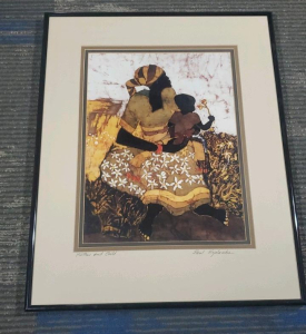 Paul Nzalamba "Mother and Child" Framed Lithograph 16"x20"