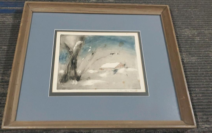 Sarah Carothers Rhode Etching, Edition 8/25, Signed, Framed 18"x15"