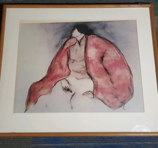 R.C. Gorman Framed Artwork Print "Lady in Red" 33"x27.5"