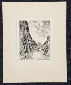 Lyman Byxbe "Thompson Canyon" Original Drypoint Etching Signed Print, 1940s 11&rdquo;x14&rdquo;
