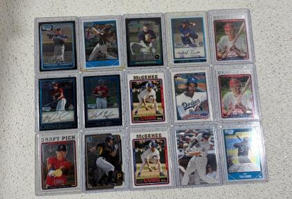 15 Bowman Chrome/Topps Rookie & Prospect Baseball Cards Ellsbury, Meadows, Bird, Rasmus, Autos