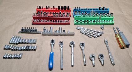 (6) 1/4" Drive Ratchets & Assorted Sockets & Extensions