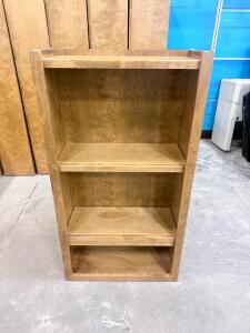 Adjustable 3-Shelf Light Wood Bookcase, 42"x28"x12", Freestanding, Veneer Finish