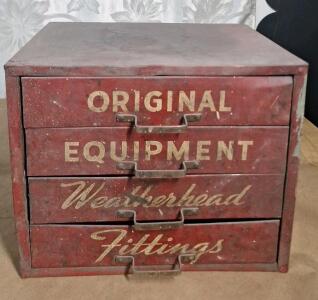 (1) Vintage Weatherhead Metal Four Drawer Parts Cabinet, 11-1/2"w x 8-1/2"D x 9-1/2"T