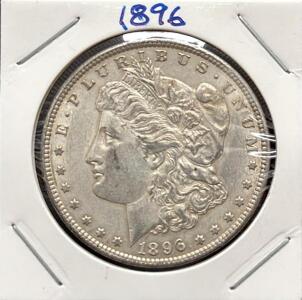 1896 Morgan Silver Dollar, Philadelphia, 90% Silver, Circulated, Iconic Liberty and Eagle Design