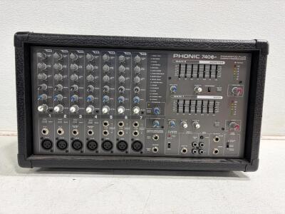 Phonic Powerpod 740 Plus 2x220W Powered Mixer, 7 Channels, Multi-FX, 7-Band EQ, Serial WAA9F03740. Unable to test (no power cord)