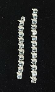 P Sterling Silver 925 Oval-Cut Stone Tennis Bracelet, Box Clasp, Marked "CN G"