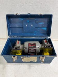 Craftsman 5-in. Bench Grinder, 1/5 HP, Model 319.190600, Case Included, 3450 RPM. Powers On.