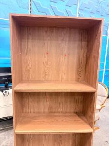 3-Shelf Bookcase, Oak Finish, Approx. 48"x24"x11", Adjustable Shelf, Particle Board Veneer